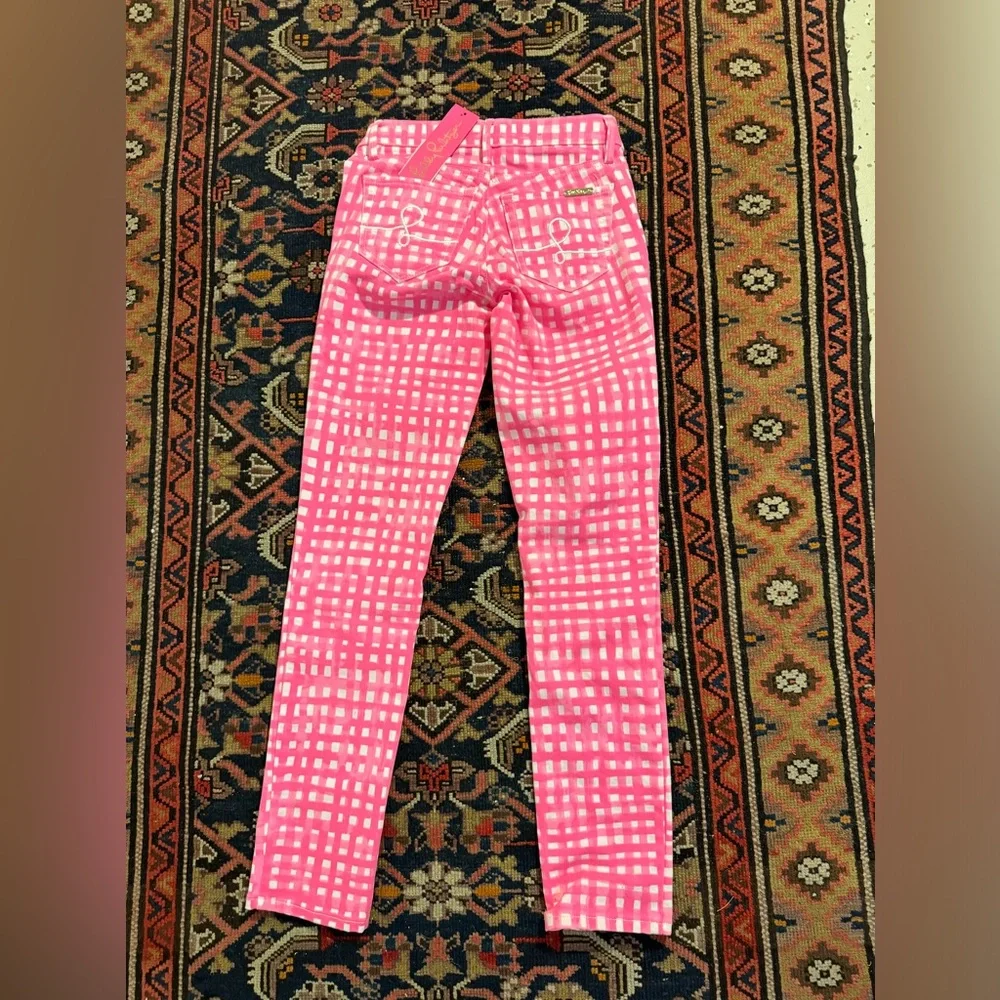 NWT 00 Lilly Pulitzer South Ocean Skinny Crop Jeans Pink Tropics Feeling Beachy - Picture 3 of 6